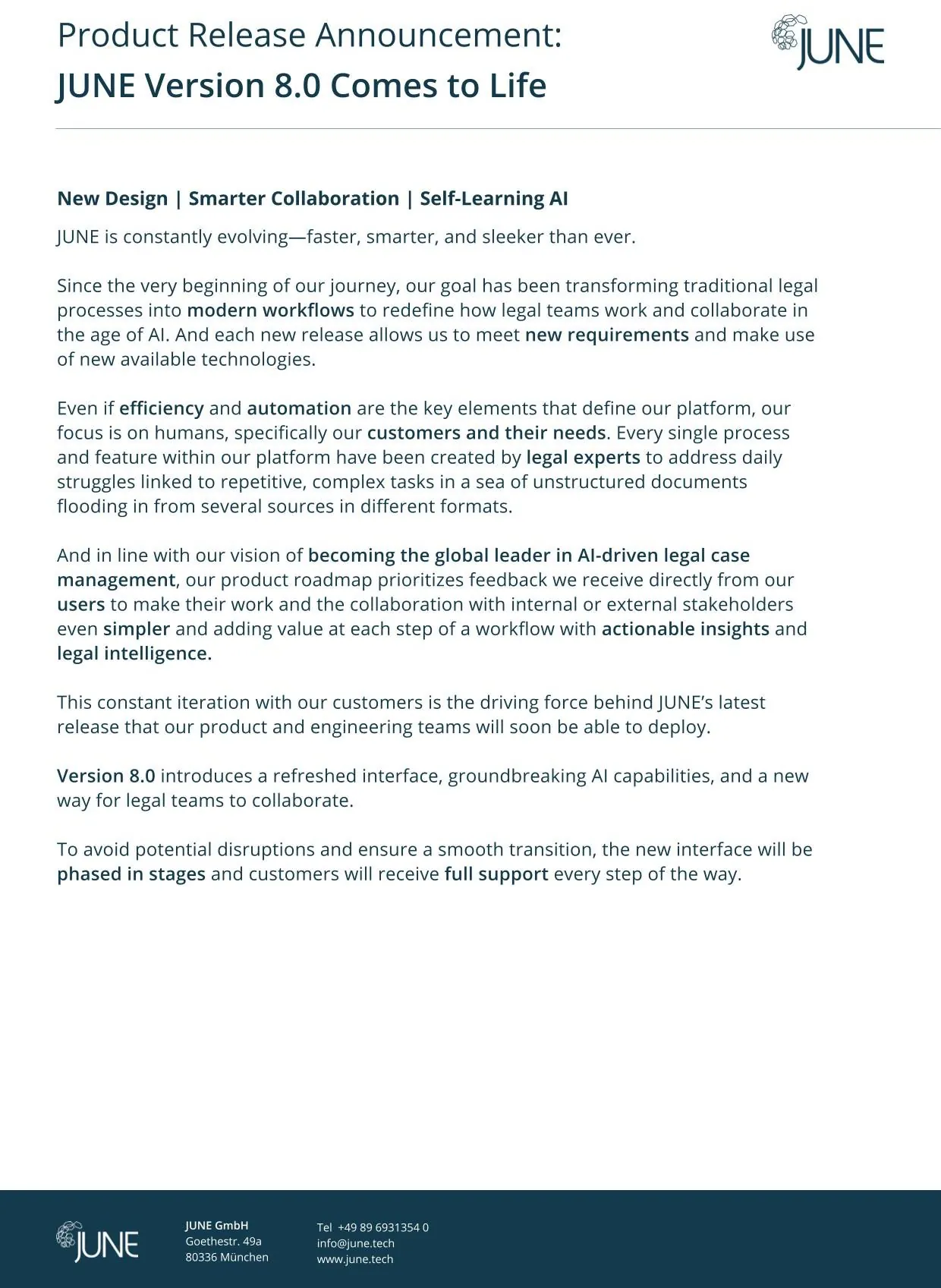 JUNE 8.0 Launch Press Release