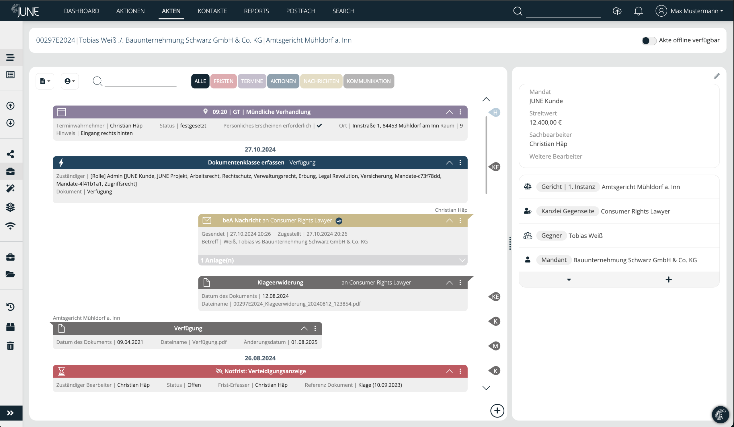 Screenshot Case Management Automatisierung für Transport und Mobilität