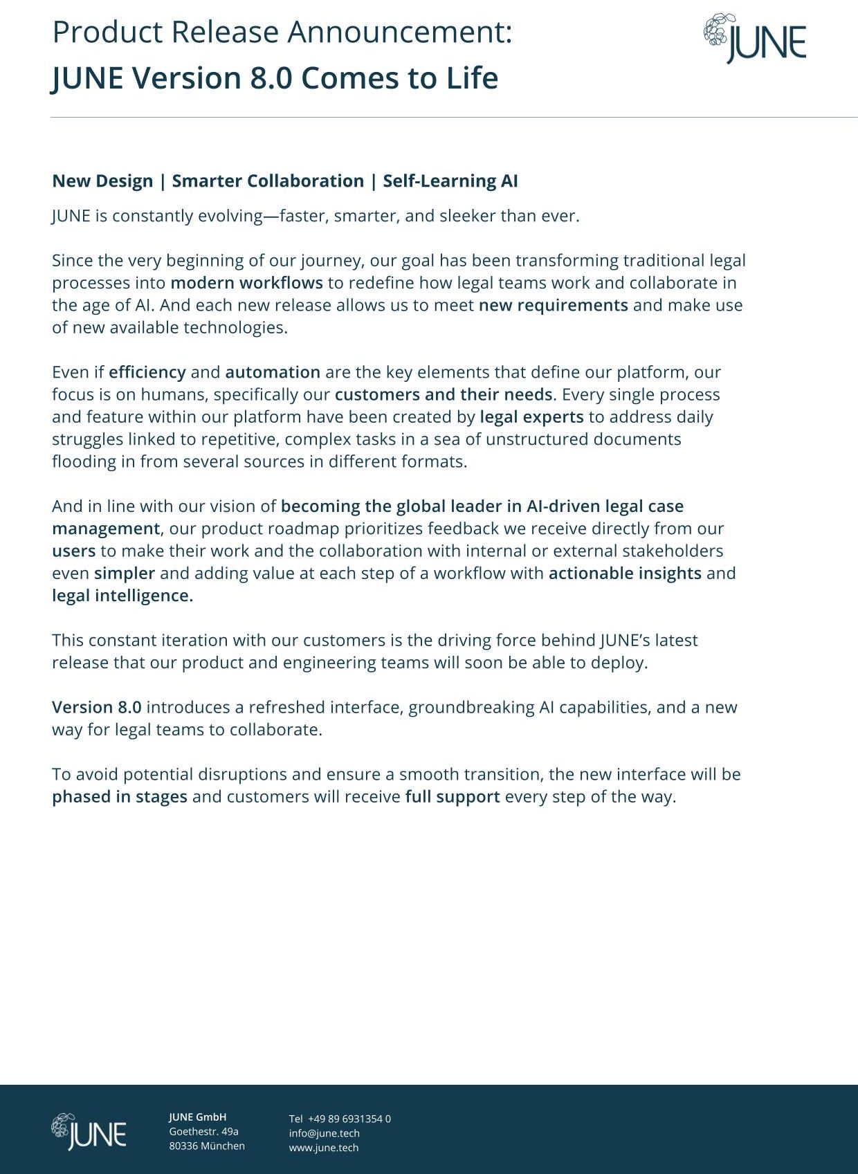 JUNE 8.0 Launch Press Release