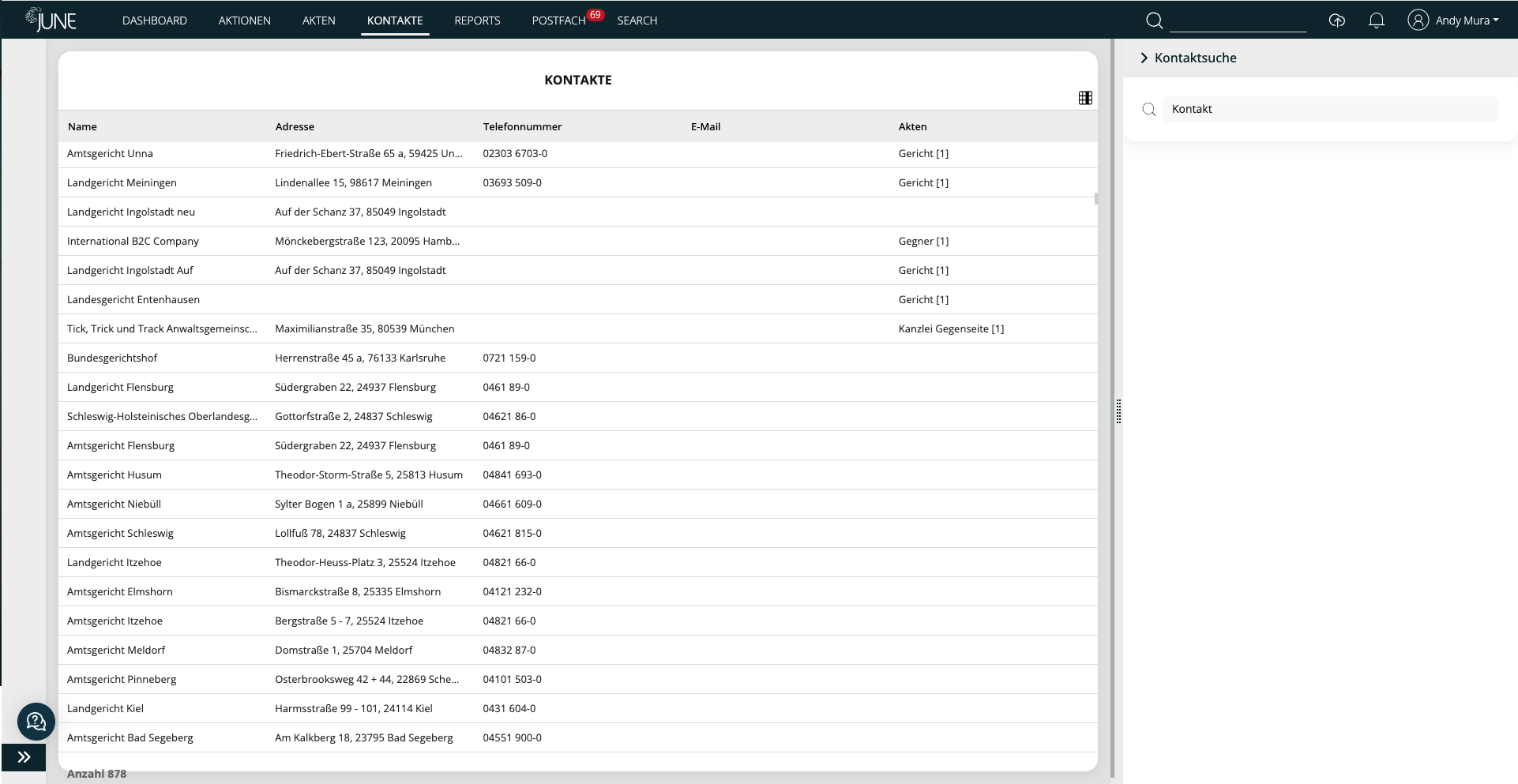 Kontaktinformationen Software Case Management